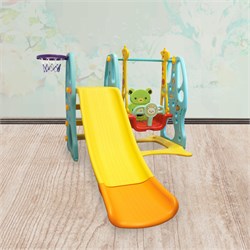 Пластиковая горка с качелями Kampfer Brave Animals [голубой/желтый] 23907