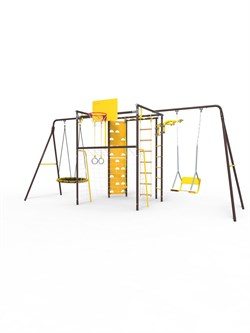 УДСК-7.3 Rokids Атлет-К2 с двумя качелями [Шоколад-желтый с качелями цепными и качелями-гнездо] 24039