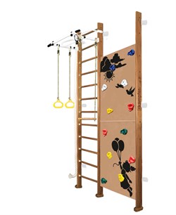 Шведская стенка Kampfer Jungle Wall Girl [№2 Ореховый Высота 3 м белый турник] Jungle Wall Girl