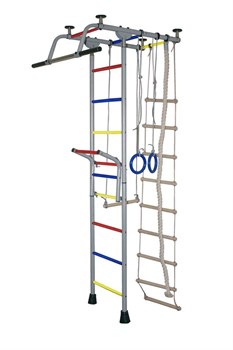 Спортивный комплекс Крепыш Т-образный с навесным турником (Серый/ПВХ) krepysh-001_Серый/ПВХ/