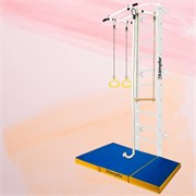 Шведская стенка Kampfer Helena Wall c матом №6 [№6 Жемчужный Стандарт белый турник c матом №6 синий/желтый] 22650