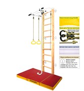 Шведская стенка Kampfer Helena Wall c матом №6 [№1 натуральный Стандарт белый турник c матом №6 красный/желтый] 22640